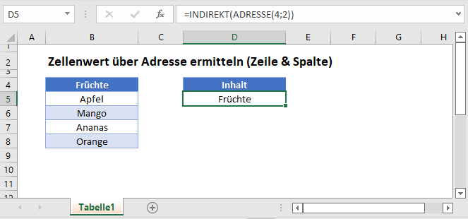 zellenwert ueber adresse ermitteln hauptfunktion