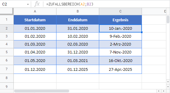 zufallsdatum generator google sheets