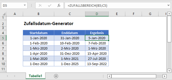 zufallsdatum generator hauptfunktion