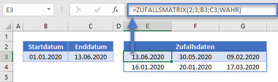 zufallsdatum generator zufallsmatrix funktion