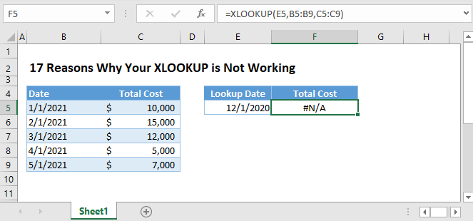 17 reasons why xlookup is not working
