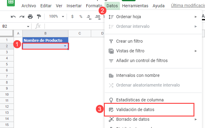 Actualizar Validación de Datos en Google Sheets