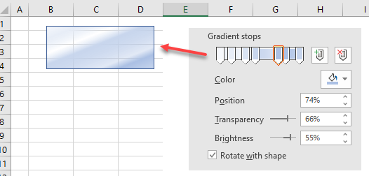 AddGradient ribbon gradient stops