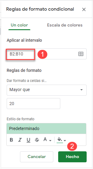 Ajustar Rango Formato Condicional en Google Sheets