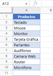 Añadir Elementos a Lista en Google Sheets