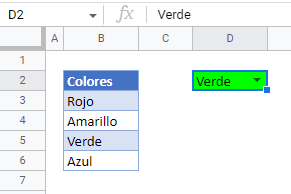 Añadir una Lista Desplegable con Formato de Color en Google Sheets
