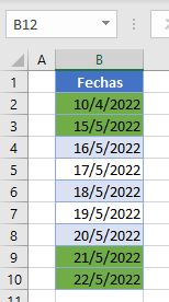 Aplicar Nueva Regla de Formato Fin de Semana Resultado en Excel