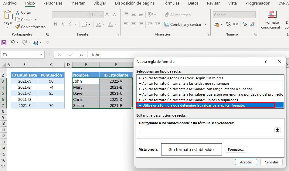 Aplicar formato basado en la comparación paso3