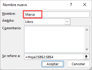 Asignar Nombre a Rango en Excel