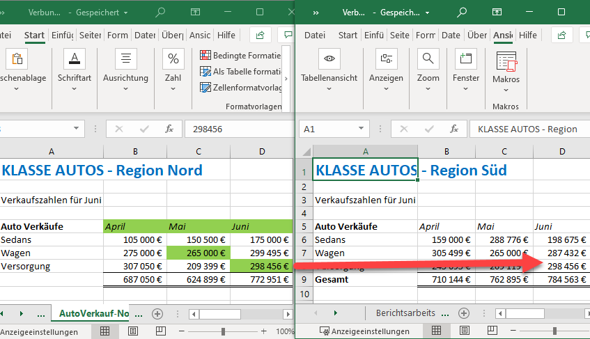 Blätter vergleiche bedingte Formatierung