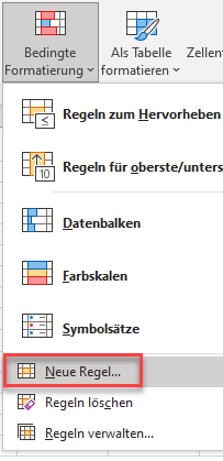 Blätter vergleiche bedingte Formatierung neue Regel