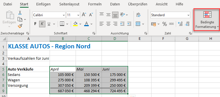 Blätter vergleichen menü bedingte Formatierung