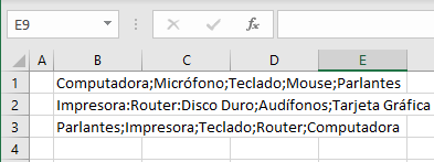 Cadena de Texto Separada por Punto y Coma Varias Lineas