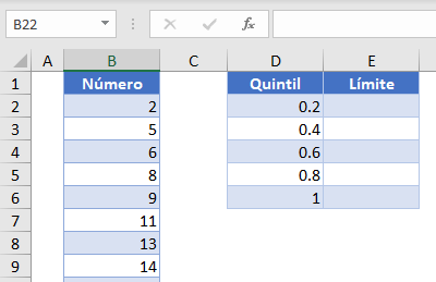 Calcular Quintiles Paso1 en Excel