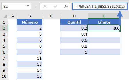 Calcular Quintiles Paso2 en Excel