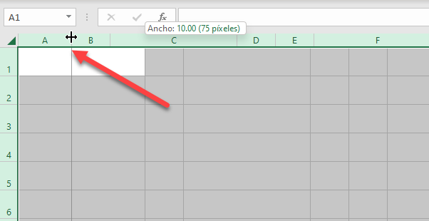 Cambiar Ancho de Columna Arrastrando el Cursor en Excel