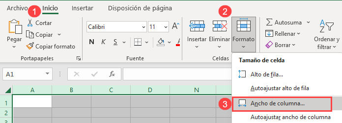 Cambiar Ancho de Columna en Excel
