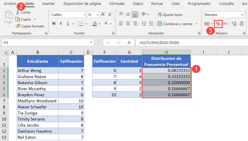 Cambiar Formato de Número a Porcentaje