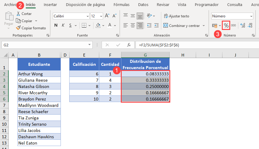 Cambiar Formato de Número a Porcentaje2