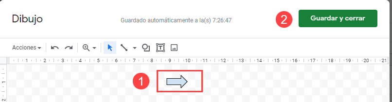 Como Insertar una Flecha Guardar Cerrar en Google Sheets