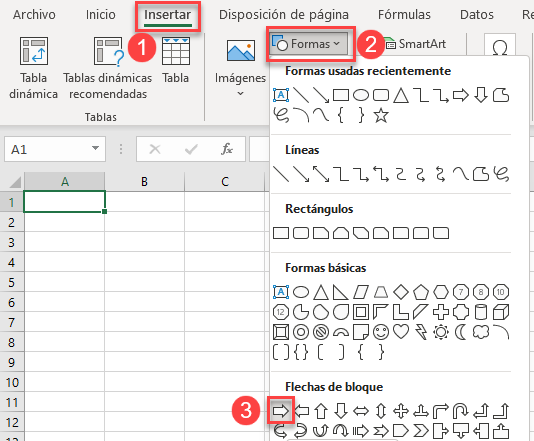 Cómo Insertar una Forma Pasos en Excel