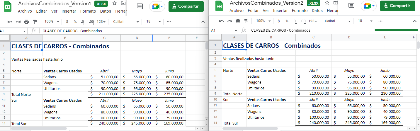 Comparar Dos Archivos en Google Sheets