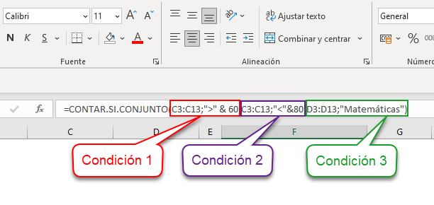 Condiciones Función Contar Si Conjunto en Excel