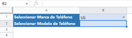 Configuración Segunda Lista Desplegable en Cascada en Google Sheets