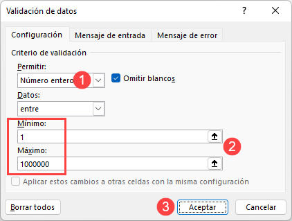 Configurar Validación de Datos en Excel Ejemplo Alerta