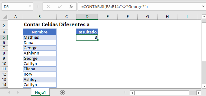 Contar Celdas Diferentes a en Excel