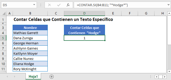 Contar Celdas que Contienen un Texto Específico en Excel
