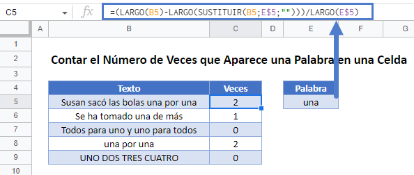 Contar Palabras Específicas en Google Sheets