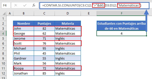 Contar Si Conjunto Múltiples Criterios Ej3 en Excel