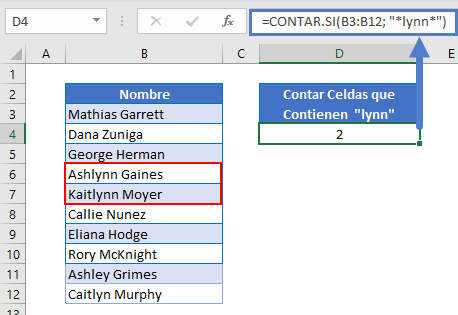 Contar Si Contienen un Texto Específico Usando Comodines Ej2 en Excel