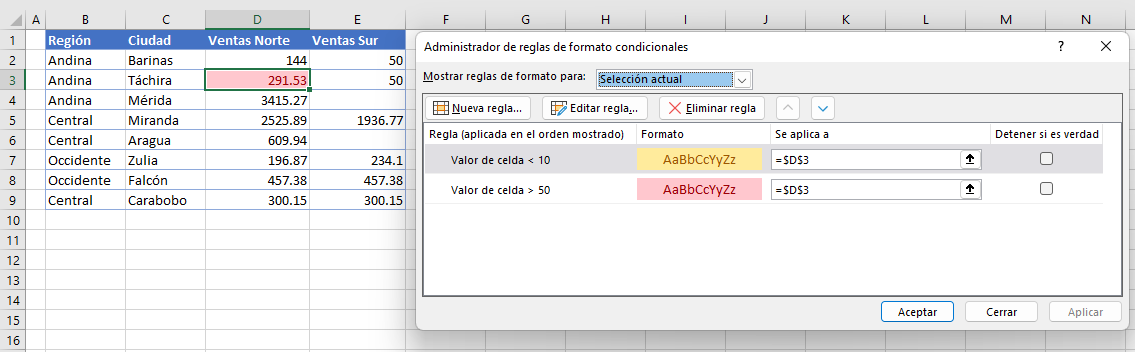 Copiar el Formato Condicional en Excel