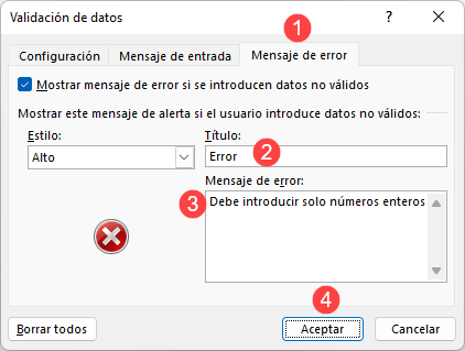 Crear Mensaje de Entrada en Excel Paso Final