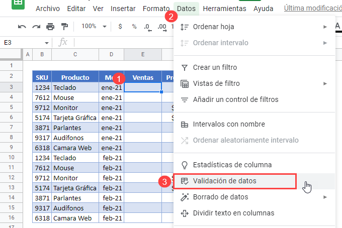 Crear Mensaje de Entrada en Google Sheets Paso1