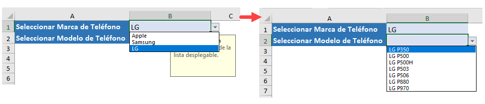 Crear una Lista Desplegable en Cascada en Excel
