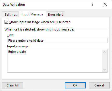 DatavalidationDates input