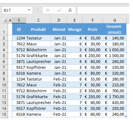 Datum sortieren Grunddaten 1a