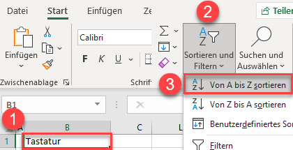 Dinge alphabetisch Ordnen