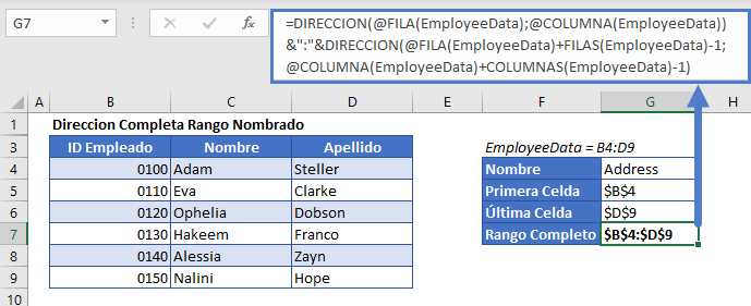 Dirección Completa de Rango Nombrado en Excel