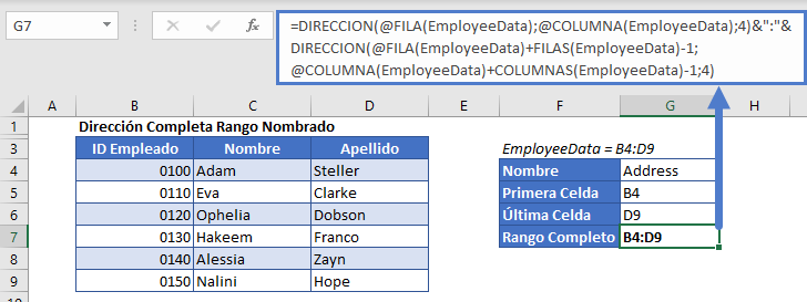 Dirección Relativa Completa de Rango Nombrado en Excel