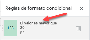 Editar Reglas de Formato Condicional en Google Sheets