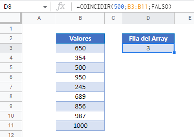 Encontrar Número en Columna en Google Sheets