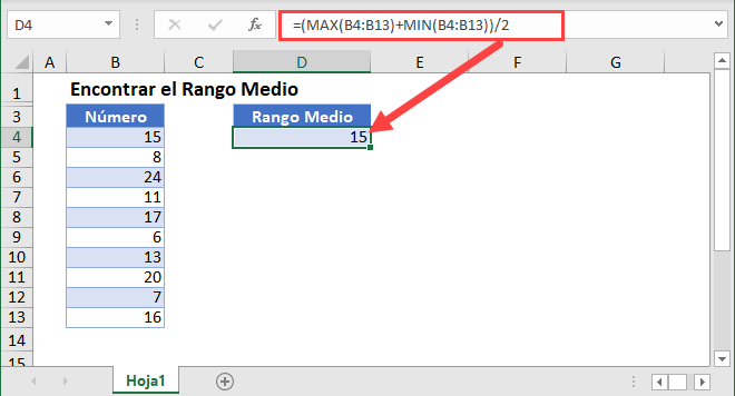 Encontrar el Rango Medio en Excel