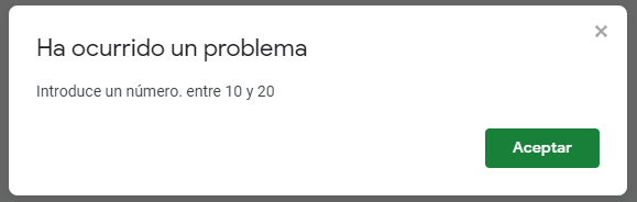 Error de Validación Número No Válido en Google Sheets