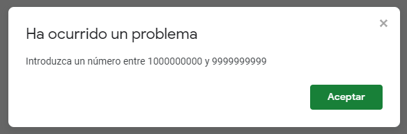 Error de Validación de Número de Teléfono en Google Sheets