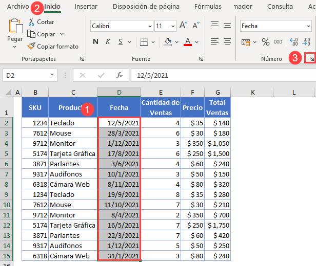 Formatear Celdas como Fechas en Excel