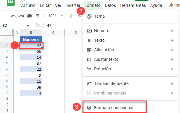 Formato Condicional en Google Sheets